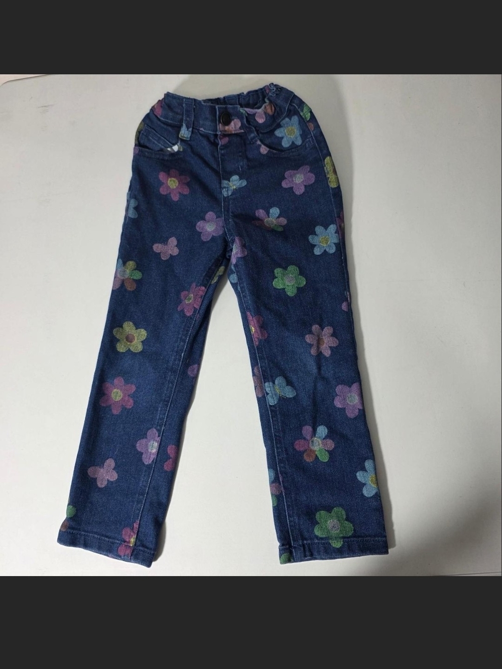 Garanimals Navy Denim Pants with Multicolor Flower Print